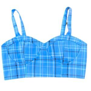 Hesperus Blue Plaid Crop Top Size Xl